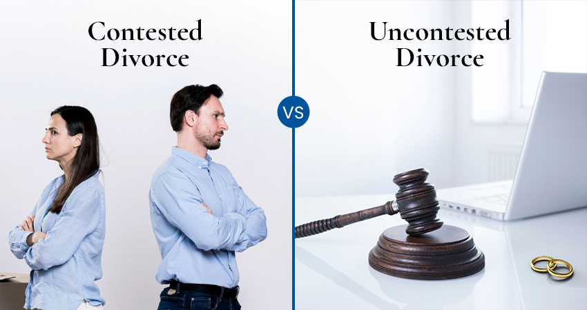 illustration of contested divorce versus uncontested divorce